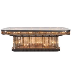 ガラストップ付きラウンドアクセントテーブル